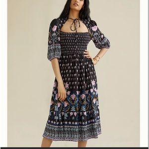 NWT Anthropologie Dasha Smocked Midi Dress.